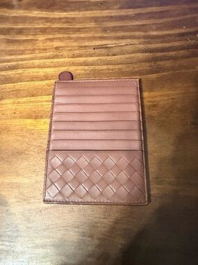 Bottega Veneta Brown Woven Leather Card Holder